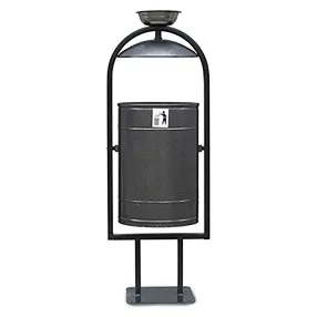 урна металлическая уличная 30 л круглая с крышкой и пепельницей