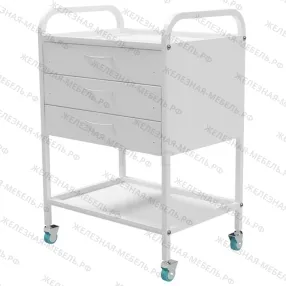 стол медицинский инструментальный сми-02-03 (полки нерж., колёса серая резина)