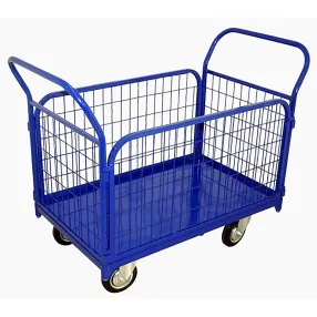 тележка платформенная tor тп-2с (600х900) с бортами из сетки и двумя ручками (колёса 160 мм)