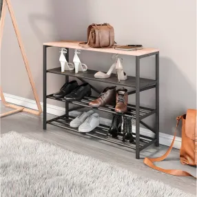 обувница gutta 710х920х290 (4 полки) каркас чёрный, настил эвок