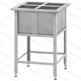 ванна моечная для обработки яиц вмсн 860х630х630 «norma zn», 4 м/о (ножка угловая)