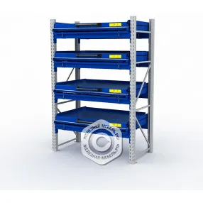 стеллаж с выкатными платформами s-heavy 1000/1300 (4 яруса хранения)
