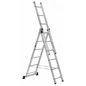 лестница универсальная алюминиевая трехсекционная team sc3006