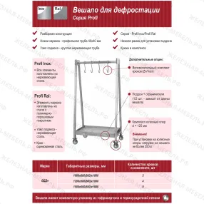 вешало для дефростации вддп 1800х1000х600 «profi inox», нерж. сталь