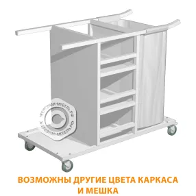 тележка для белья тб-3 (кожзам эконом белый, каркас белый)