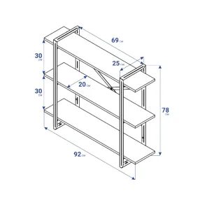 полка навесная gutta 780х920х250 (3 яруса) каркас чёрный, настил патина