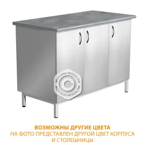 тумба стационарная металлическая слм-5 (столешница постформинг серый, каркас белый)