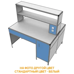 стол лабораторный островной med 11.001al с надстройкой (белый)