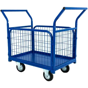 тележка платформенная tor тп-2с (600х900) с бортами из сетки и двумя ручками (колёса 160 мм)