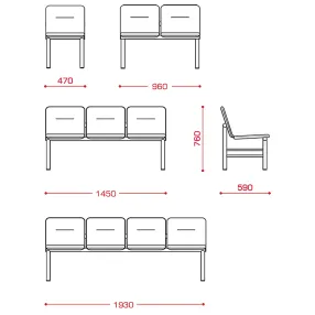 одноместная секция терра 1мест. на каркасе серебр.металлик, кожзам орегон